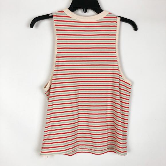 Madewell Womens Harley Muscle Tank Small Red Stripes Cotton Crew Neck Top NWT - Picture 4 of 6